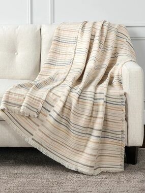 NWT Made in Portugal - Life Comfort Reversible 100% Cotton Gauze Neutral Throw​